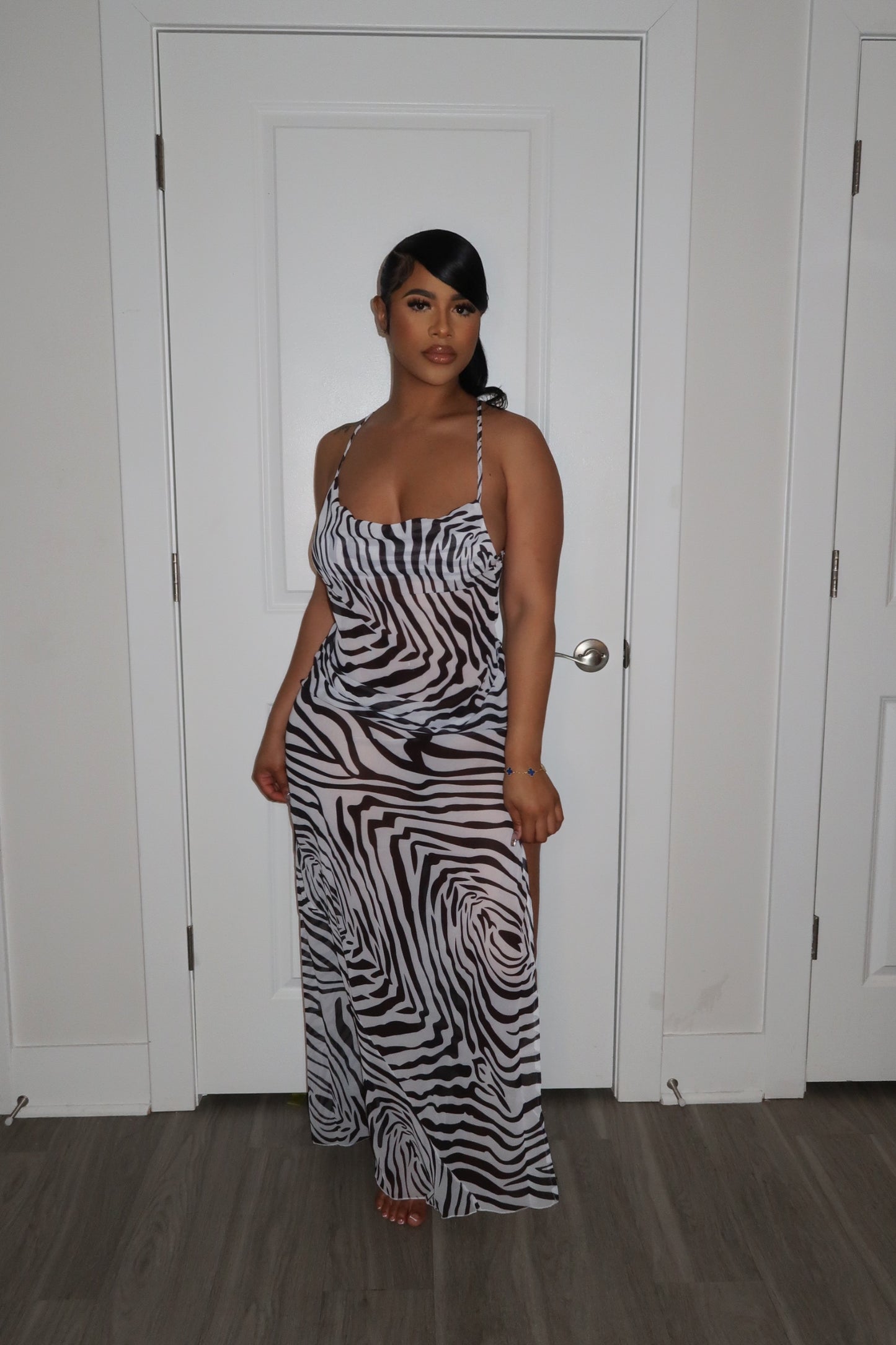 Zebra Backless Dress