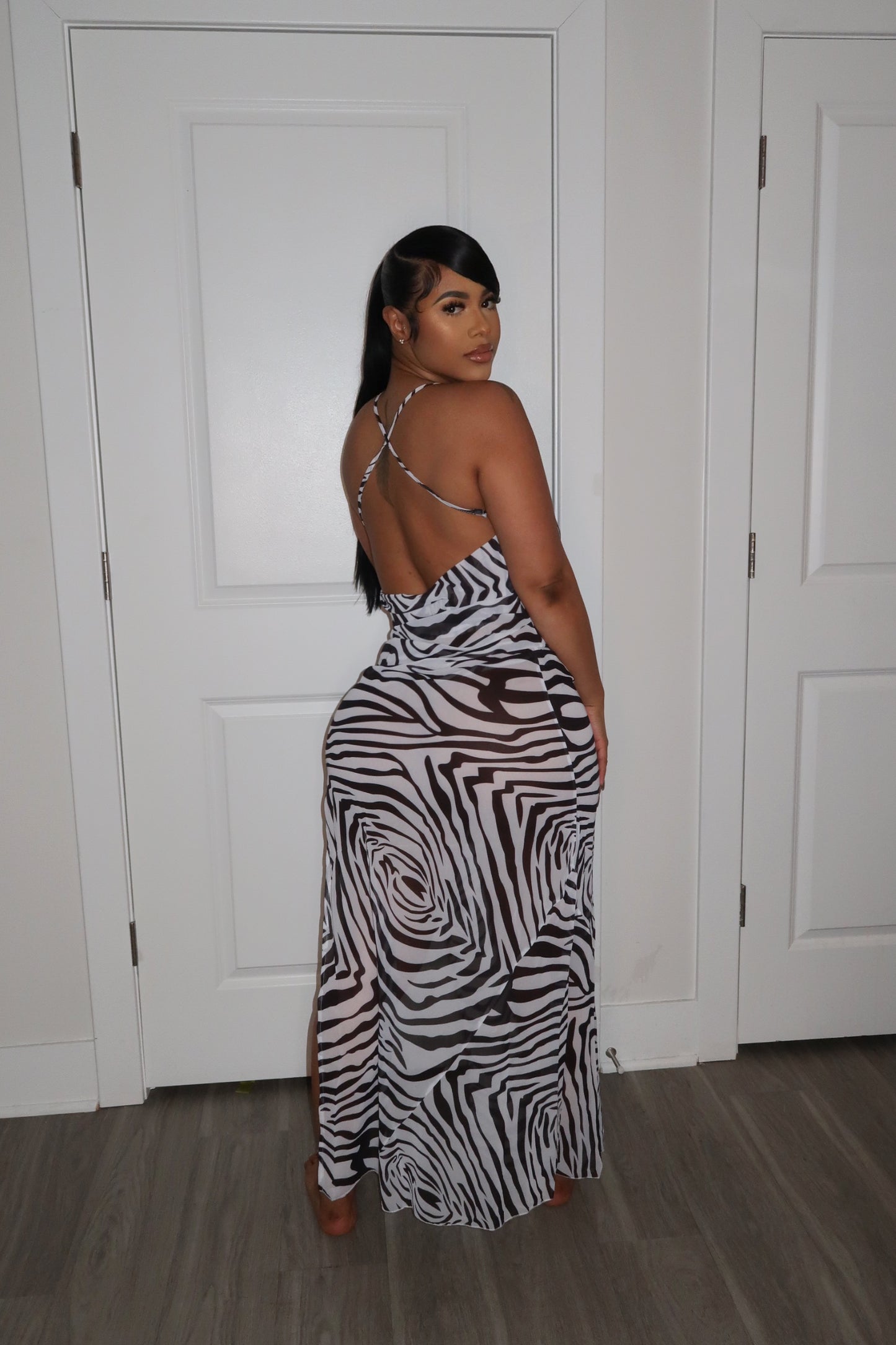 Zebra Backless Dress