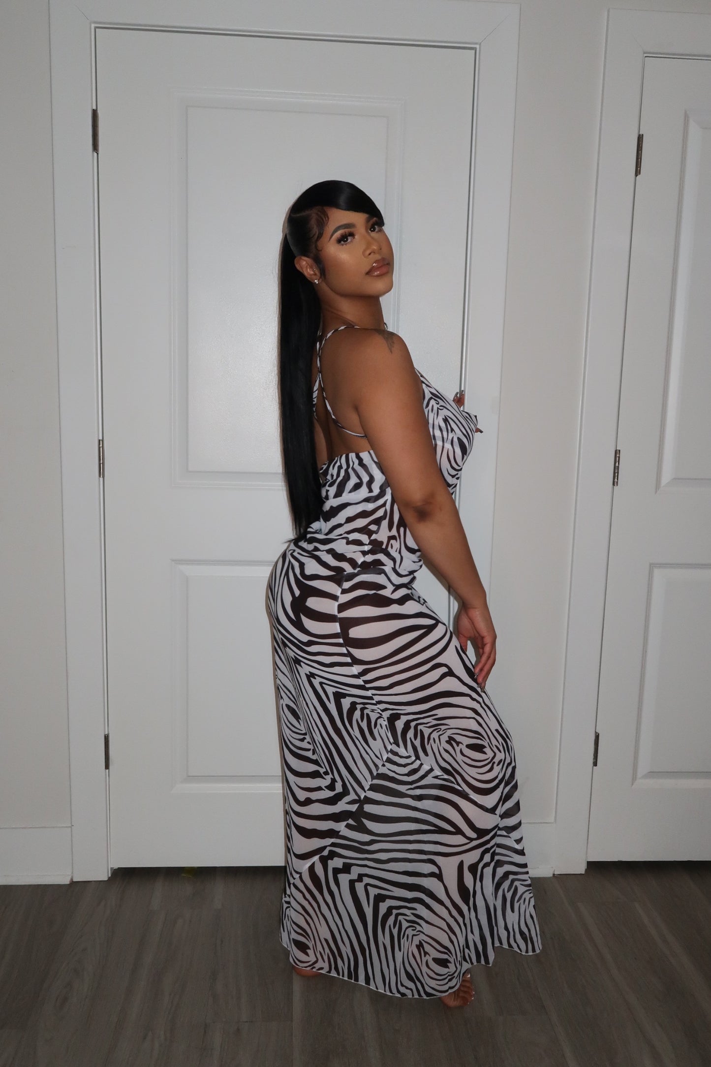 Zebra Backless Dress